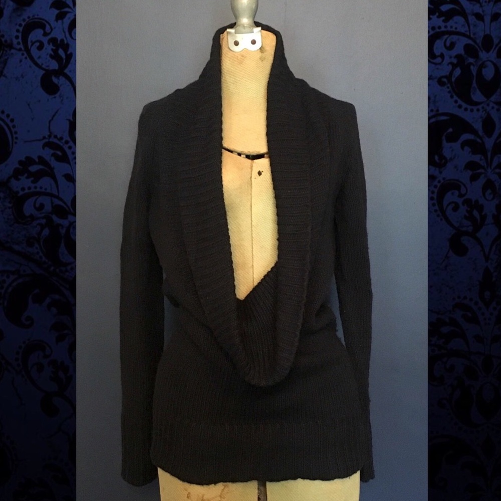 Old Navy Cowl-neck Deep V Black Sweater Size S